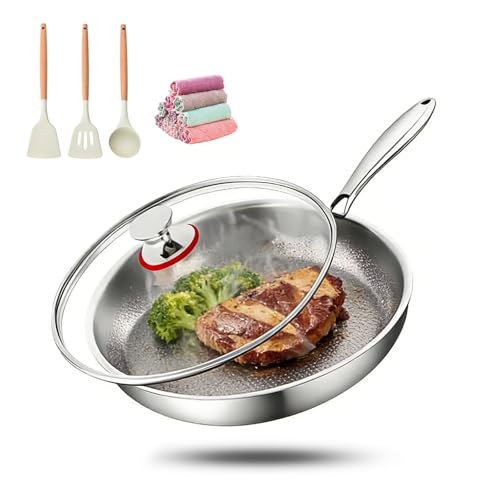 Gienslru Mireve sarten titanio, sartén de titanio puro antiadherente mireve, sarten mireve, hammered titanium nonstick frying pan, sartén de titanio sin revestimiento con tapa (Con Tapa, 28cm) Gienslru Mireve sarten titanio, sartén de titanio puro antiadherente mireve, sarten mireve, hammered titanium nonstick frying pan, sartén de titanio sin revestimiento con tapa (Con Tapa, 28cm)