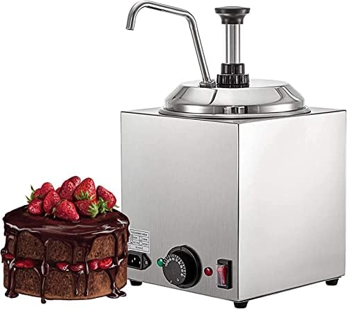 UZOURI Commercial Hot Fudge Warmer,800W Commercial Sauce Pump Dispenser, Cheese Sauce Warmer Pump Dispenser,Stainless Steel Food Warmer Chocolate Heated Pump for Hot Fudge Caramel Butter