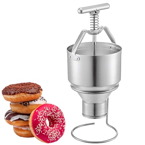 3L Manual Donut Depositor, Mini Stainless Steel Donut Batter Dispenser, 6 Thicknesses Adjustment, with Stand, for Restaurant Cafe Bakery Kitchen