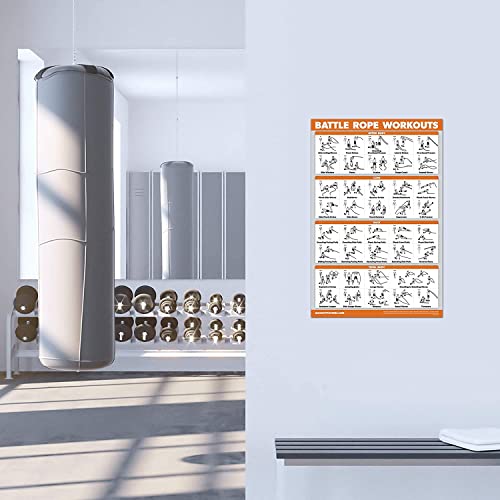 (46cm x 70cm, LAMINADO) - Poster de Treino QuickFit Battle Rope - Laminado - Carta de Exercicios Bat