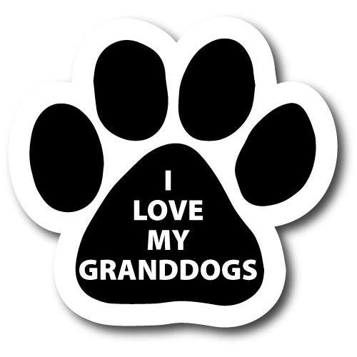Image of Magnet Me Up I Love My Granddogs Pawprint Magnet Decal, 5 Inch, Heavy Duty Automotive Magnet for Car Truck SUV