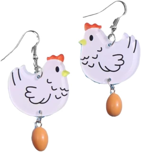 Creative Acrylic Hen Lay Egg Dangle Earrings Lovely Funny Chicken Animal Earrings Cute Jewelry for Women