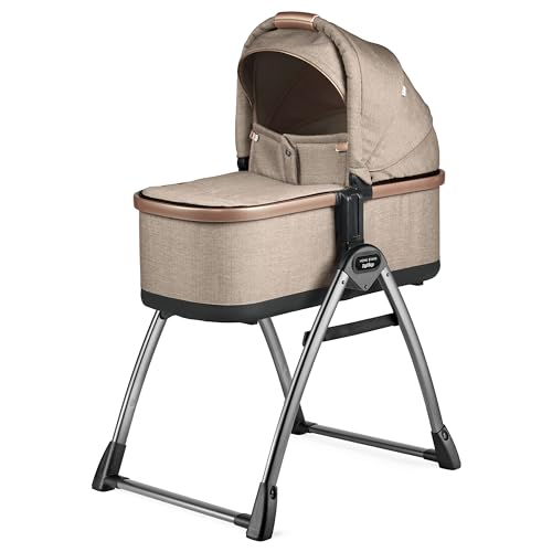 Image of Peg Perego Bassinet with Home Stand for Ypsi-Veloce-Vivace, Mon Amour (Beige & Pink)