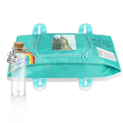 Pet Casket Body Bag, Dog or Cat Burial Box with Dignity, Dog Casket for Burial and Cremation by Customizing with Pet Hair Memorial Bottle(Green, S)