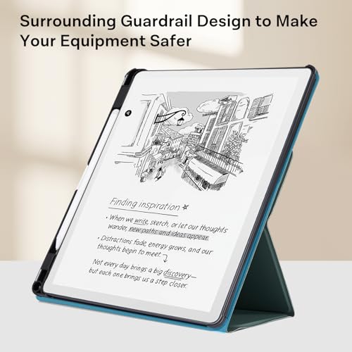 Image of CoBak Case for 11 inch Kindle Scribe 3rd Generation 2025, Kindle Scribe Colorsoft with Two Viewing Angles - All New PU Leather Cover with Auto Sleep Wake, Pen Holder. Pine Green