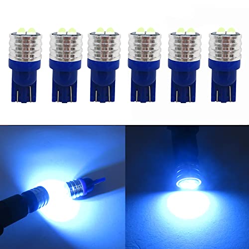 WLJH 6 Pack Super Bright Ice Blue T10 Led Bulb 158 W5W 194 Lights Power 3030 Chip Car Interior Dashboard Instrument Panel Speedometer Gauge Cluster Light