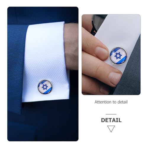 Gemelos bandera Israel para hombre, 4 piezas, aleación clásica miniatura 2