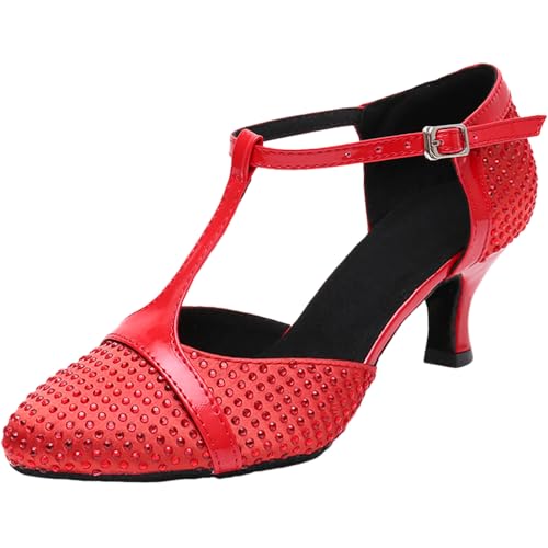Chaussures de danse haut de gamme à strass et talon 7,5 cm en T