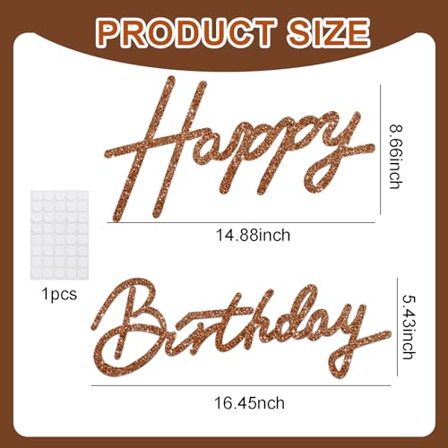 Image of TONIFUL Happy Birthday Sign for Backdrop - Glitter Brown Felt Banner - Includes Dot Glue - Perfect for Birthday Party Backdrop,Wall Decr,Balloon Arch,Photo Background