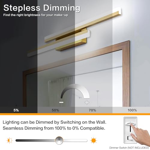 Image of PRESDE 40 Inch LED Vanity Light Brushed Gold Bathroom Light Fixtures Over Mirror Modern Bath Lighting Bar 5CCT