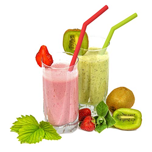 Vin Bouquet FIK 637 Lot de 4 pailles à dessert réutilisables Couleurs assorties Idéal pour cocktails, smoothies, jus de fruits, silicone, diamètre 25 cm x 10 mm Cover