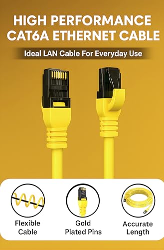 Image of CAT6A Ethernet Cable | 500Mhz 10 Gbps Speed | Fluke Passed LAN Cord With Superior 26 AWG Bare Copper Core | Compatible For Laptop, Router, PS5 /4, Modem, Tv, CCTV & XBox | 3 Meter