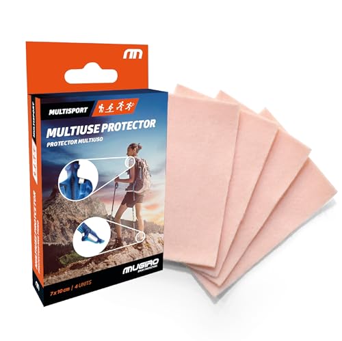 Mugiro Protector Antirozaduras Multiuso – 4 Láminas Adhesivas Recortables 7x10 cm – Algodón Elástico Hipoalergénico – Prevención de Rozaduras en Muslos, Pies, Axilas, Cuello y Pies