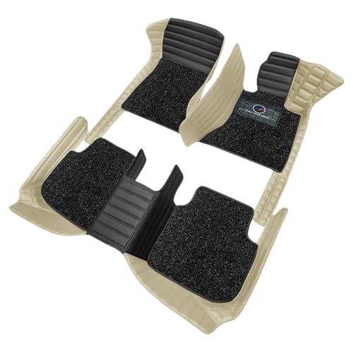 Image of Autofurnish Combination 9D Car Mat Full Set for Mahindra XUV 3XO (Manual) 2024 || Luxury Leather Dual-Stitch Full Set 9D Car Floor Mat || 100% Waterproof || Color : Black HC-Beige