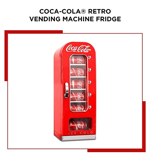 Coca-Cola Exclusive New Retro Vending Machine Style 10 Can Mini Fridge, 12V Dc/110V Ac With Tall Window Display For Home, Dorm, Office, Games Room #TOP4