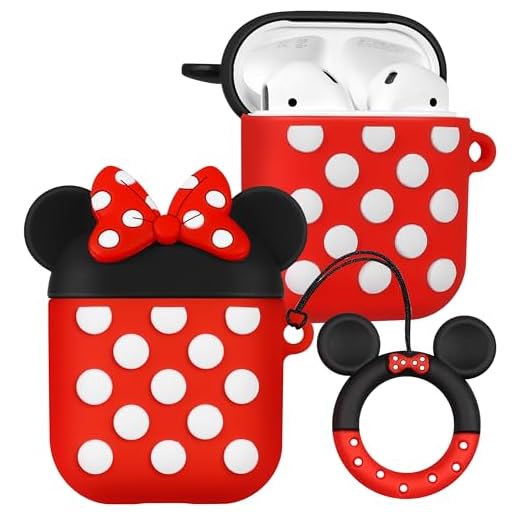 Boaretiu for AirPods 2/1 Case - Cute Kawaii Red Bow with Keychain for AirPods Case Cover Funny 3D Soft Silicone Fun Cool for Girls Women Teens Boys for Airpods 2nd & 1st