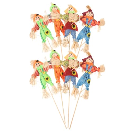 8 espantapájaros de jardín para Halloween de tela y bambú con diseño original 2