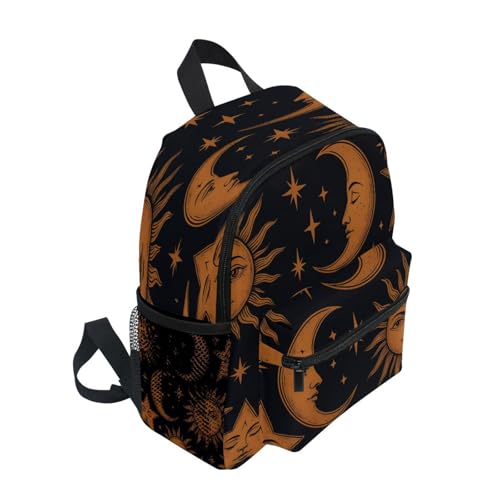 Wudan Sun Moon Mystic Mini Backpack for Girls Bottle Pockets Child Students Books Bag for Airplane S4