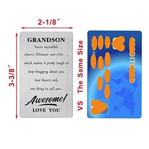 Levole Grandson Wallet Card - Awesome Grandson Graduation Gift, Birthday, Christmas, Valentines2