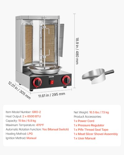 Image of VEVOR Countertop Vertical Rotating Oven 15 lbs Rotisserie Shawarma Machine