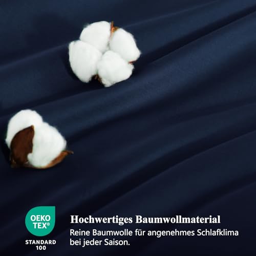RUIKASI Bettwäsche 135x200 Baumwolle 4teilig - Bettwäsche-Sets 135x200cm Blau Wendebettwäsche 4tlg mit Reißverschluss… – Ansicht 5