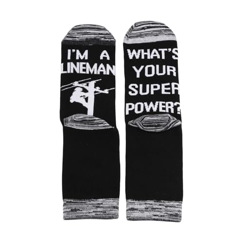 Image of G2TUP 2 Pair Lineman Gift I'm A Lineman What's Your Superpower? Socks Lineman Wife Socks Journeyman Lineman Gift