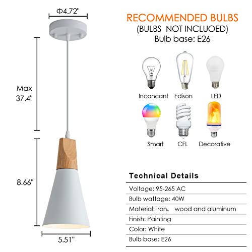 Modern Pendant Lighting For Kitchen Island 3-Pack Small Nordic Pendant Light White And Wood Pendant Light Minimalist Farmhouse Pendant Lighting For Kitchen Sink Dining Room Counter Bar Bedroom 5" #TOP7