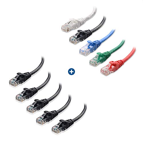 Cable Matters 5-Color Combo Snagless Short Cat6 Ethernet Cable (Cat6 Cable, Cat 6 Cable) 5 ft & 5-Pack Cat6 Ethernet Cable in Black