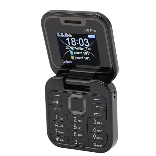 ASHATA Mini Teléfono Móvil con Tapa, Teléfono Celular Plegable 2G Soporte para Teléfono Pequeño Radio FM Voz Mágica Lista Negra Vibración de Marcación Rápida, 32 MB de RAM, 2 Ranuras