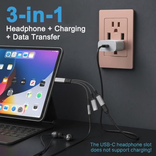 Image of Verilux Multi USB C Splitter 1 in 2 Out Adapter with Audio, Charging, Data