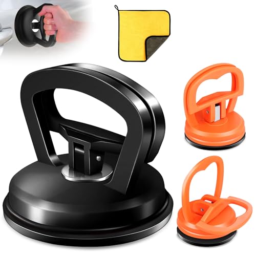 Image of Car Dent Puller,dent Remover Tool for car with Suction Cup,3 Pack | Dent Remover Tool Kit for Car Body Dents, with suction dent puller and Handle Lifter for Easy Car Dent Removal (Black+Orange)
