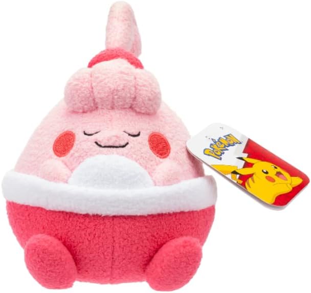 Pokemon Plush 12cm Sleeping Happiny - red/Pink - Official Pokémon Stuffed Toy for Children 2+ Years