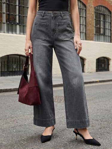 Image of Urbano Fashion Women's Mid Rise Wide-Leg Washed Jeans Non-Stretchable