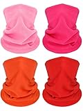 4 Pieces Winter Neck Warmers Fleece Gaiter Windproof Face Covering (Rose Red, Red, Pink, Orange)