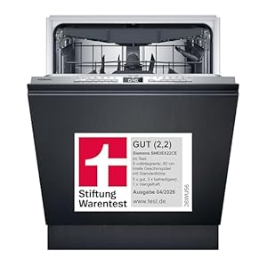 Siemens SN63EX22CE, Stiftung Warentest GUT (2, 2)*, iQ300, Smarter Geschirrspüler Vollintegriert 60 cm, Made in Germany, Besteckschublade, varioSpeed Plus, flex Körbe, effizient trocknen, infoLight