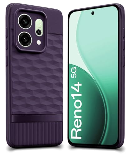 Image of WOW IMAGINE Silicone Back Cover for Oppo Reno 14 5G with Hexa Cube Design (Purple)