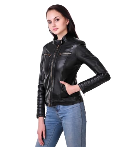 Image of Leather Retail Woman Black Color Faux Leather Jacket