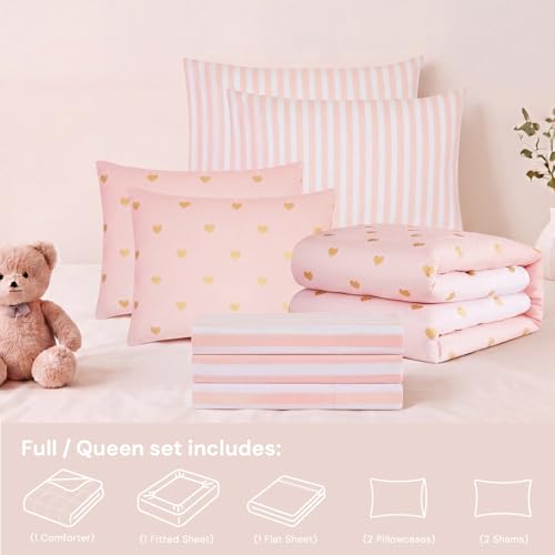 Image of Queen Comforter Set with Sheets for Girls-7 Pieces Queen Bedding Sets