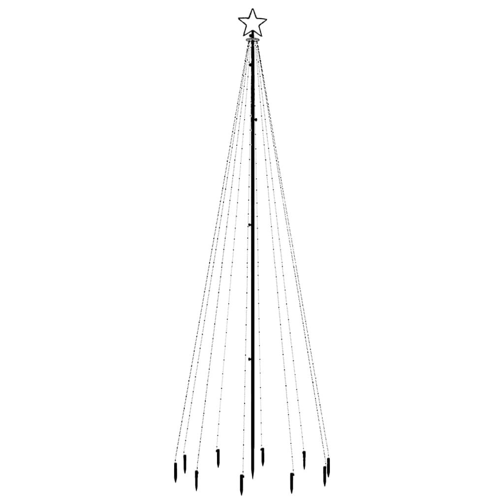 Árbol de Navidad LED con piquetas de tierra, luz blanca cálida, 310 ledes, 300 cm, ahorro de energía, con 8 efectos de luz, para exteriores, acero recubierto de polvo