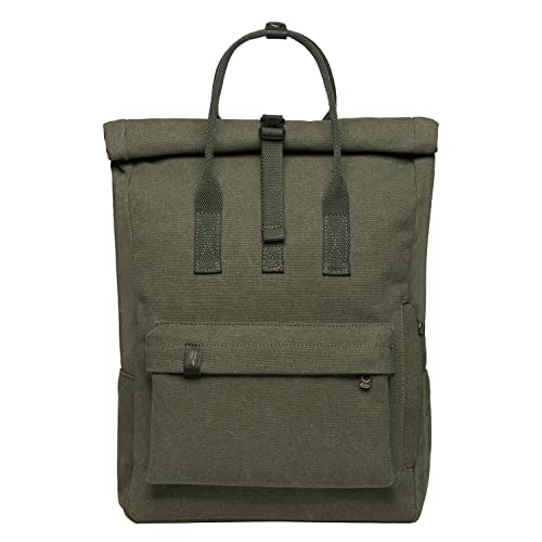 KAUKKO Mochila para hombre y mujer, de nailon, estilo vintage, para mochila informal, duradera, adecuada para ordenador portátil de 14 pulgadas, color negro y nailon, Green(k1047-2), Mochilas daypack
