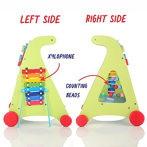 Image of Chanak Wooden Baby Walker for Kids, with 6 Activities /Games, Activity Baby Walker for Above 1 Year, 100% Safe for Kids with Non-Toxic Colors & Smooth Edges, BIS Approved.
