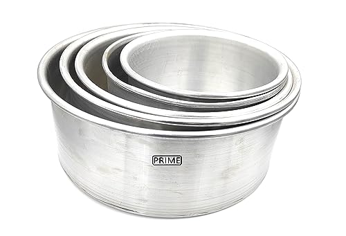 Image of Prime Bakers and Moulders Round Cake Baking Pan Aluminum Tin Mold for Oven (6,7,8,9,10 Inch)
