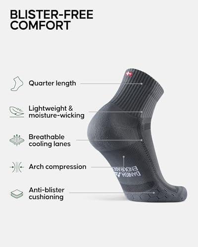 Image of DANISH ENDURANCE Ultra-Comfort Quarter Running Socks, Performance Socks, Men & Women - 3 or 5 Pack