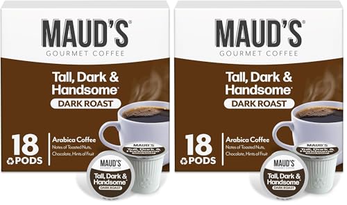 Image of Maud's Dark Roast Coffee Pods, 18ct, Recyclable Single Serve Pods - 100% Arabica Coffee, Compatible with Keurig K Cups Maker (Pack of 2)