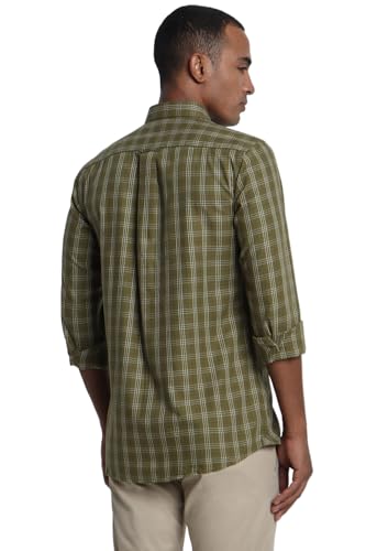 Image of Peter England Men 100% Cotton Slim Fit Checkered Casual Everyday Full Sleeve Shirt |