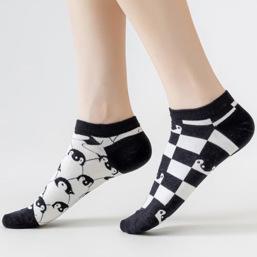 Image of 2 Pairs Funny Cartoon Animal Print Cotton Ankle Socks for Women Teens