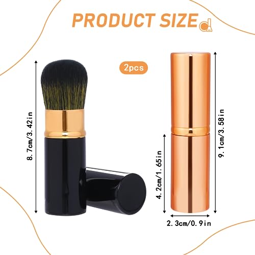 Einziehbarer Rougepinsel, 2 Stück Reise-Make-up-Pinsel für Flüssig-Grundierung und Puder Mit Abdeckung - Gesichtsmixer und Concealer-Pinsel für Frauen