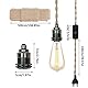 E27 Vintage Lampenkabel HäNgende Leuchte, Seil HäNgelampe, Lampenfassung Pendelleuchte mit Schalter und Stecker, Hanfseil Pendellampe Kit, DIY Einzelkopf Kabel Seil HäNgeleuchte, für Loft Lager (A-5M)