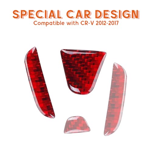 Image of Bilisin Compatible with Rear Tailgate Insert Emblem Logo Carbon Fiber Emblem Badge Decal Cover Trim with Strong Adhesive for Honda CRV 2012-2017 Red