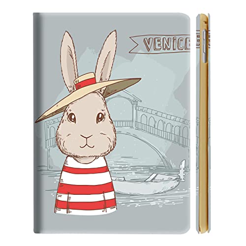 Image of DuraSafe Cases for iPad 8.3 Inch Mini 6th [ Mini 2021 6 Gen ] A2567 A2568 A2569 MK7M3HN /A MLWL3HN /A MK7R3HN /A MK7P3HN /A MLWR3HN /A MK7X3HN /A MK7V3HN /A MK893HN /A Printed Flip Book Cover - Bunny Hat